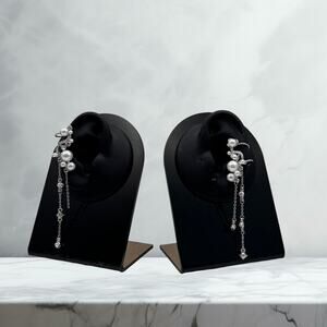 ✨ Elegant Pearl & Rhinestone Ear Clips – Vintage-Inspired Glam ✨